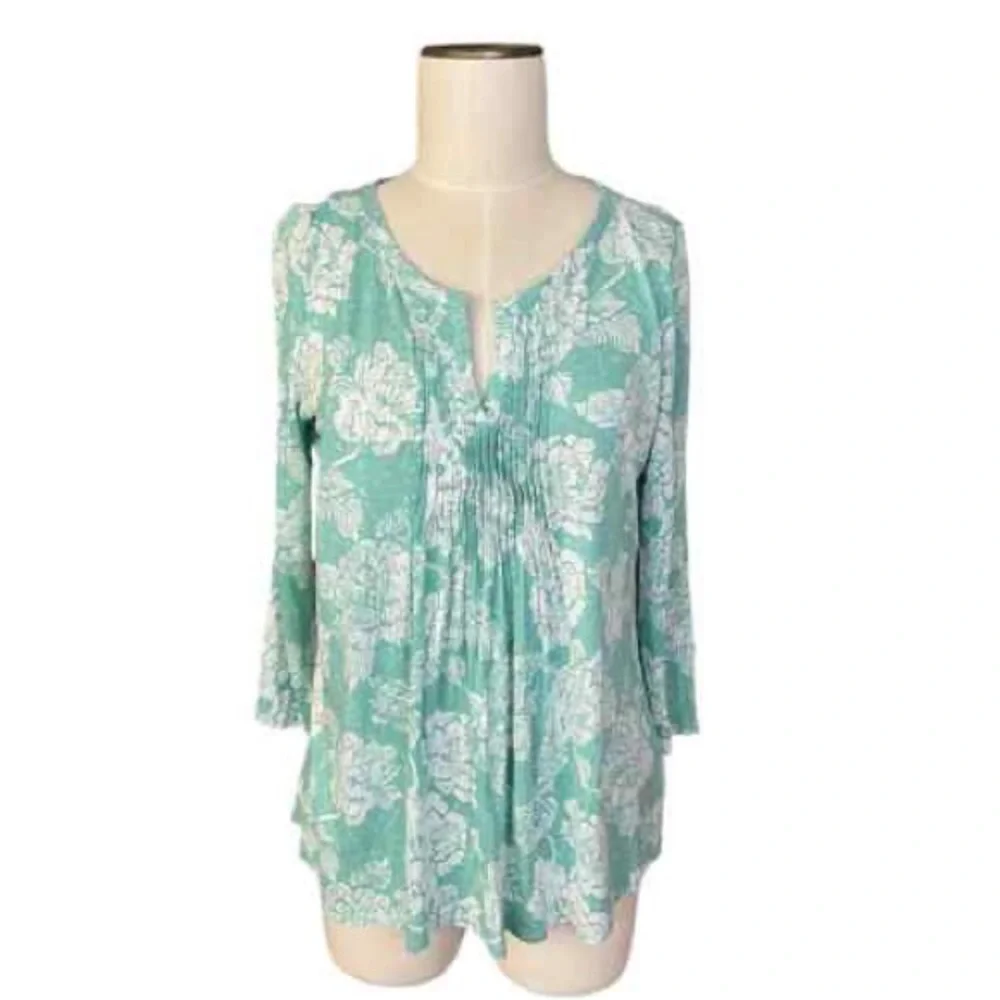 NWT Talbots Floral Pintuck Blouse - Picture 2 of 4